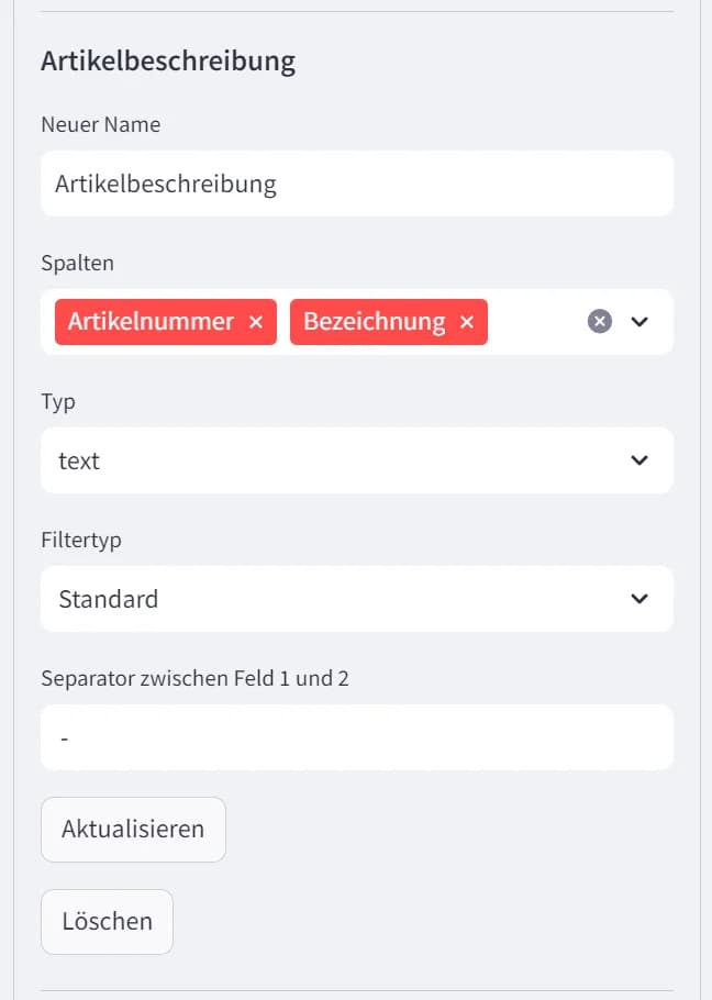 Virtuelle Felder – Eingehangene Felder